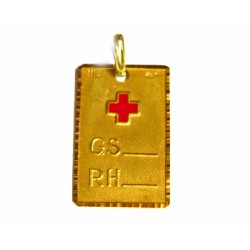 Colgante placa alerta médica rectangular  con esmalte - -0005-D