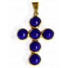 Cruz de oro de 18 kl con lapislázuli - -0015-D