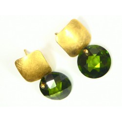 Pendientes oro con olivina. 2-00354