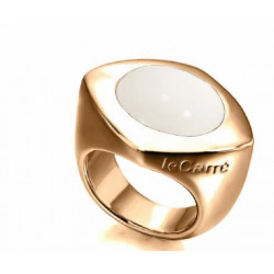 Anillo de plata con baño de oro rosé con piedra color marfil- LA007RS.13