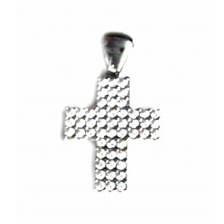 Cruz de oro blanco de 18 kl con circonitas blancas - PAU/4.5