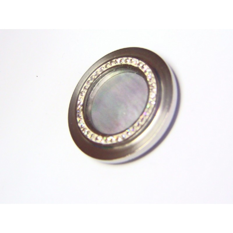 Moneda SHAKA 29 mm 26000178  acero, circonitas  y nácar