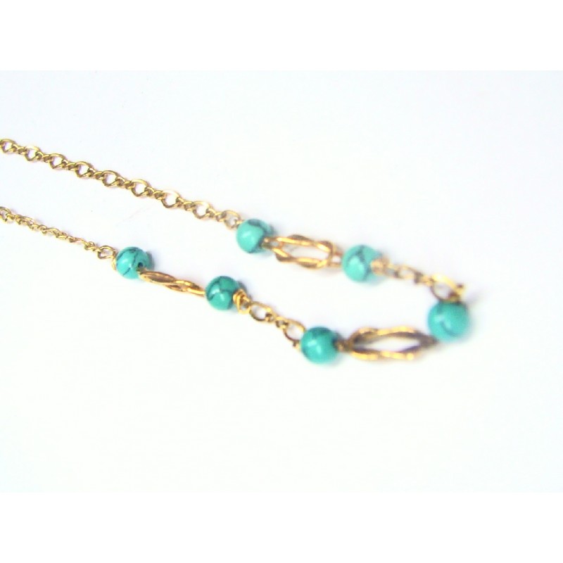 Collar goldfield con piedras azules C-1402T