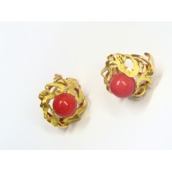 Pendientes de oro y coral...