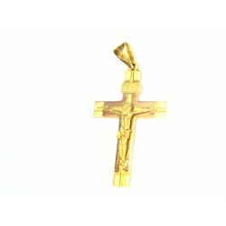 Cruz oro con Cristo en relieve