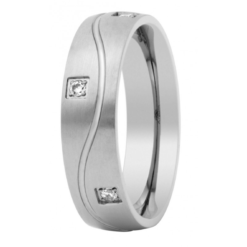 ALIANZA ANIUM EN TITANIO CON CIRCONITAS BLANCAS.  T102Z-12