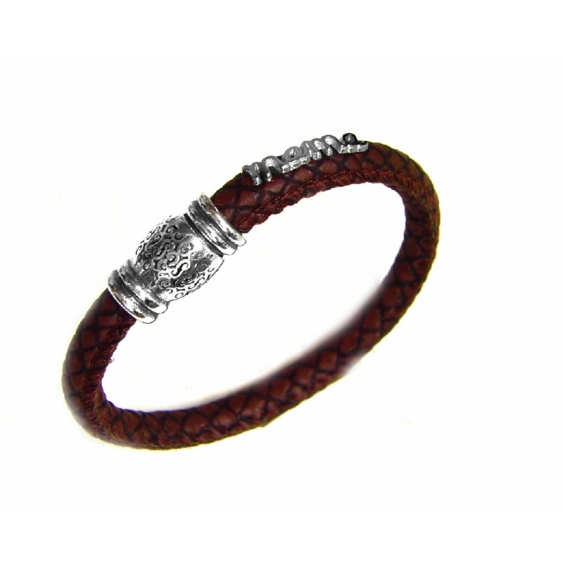 Pulsera cuero y plata Mamá 2-723RR / 2-723R