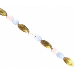Pulsera de oro amarillo y piedras naturales rosa y azul 4/90087