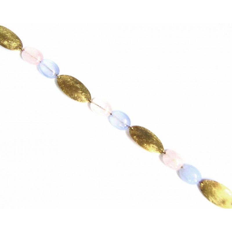 Pulsera de oro amarillo y piedras naturales rosa y azul 4/90087