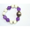 Pulsera con ágatas blancas ,amatistas y piezas de plata 2/501