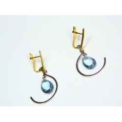 Pendientes de oro bicolor con aguamarina 000131046