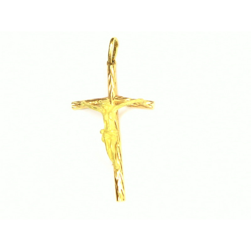 Cruz oro con Cristo en relieve. OCL0004