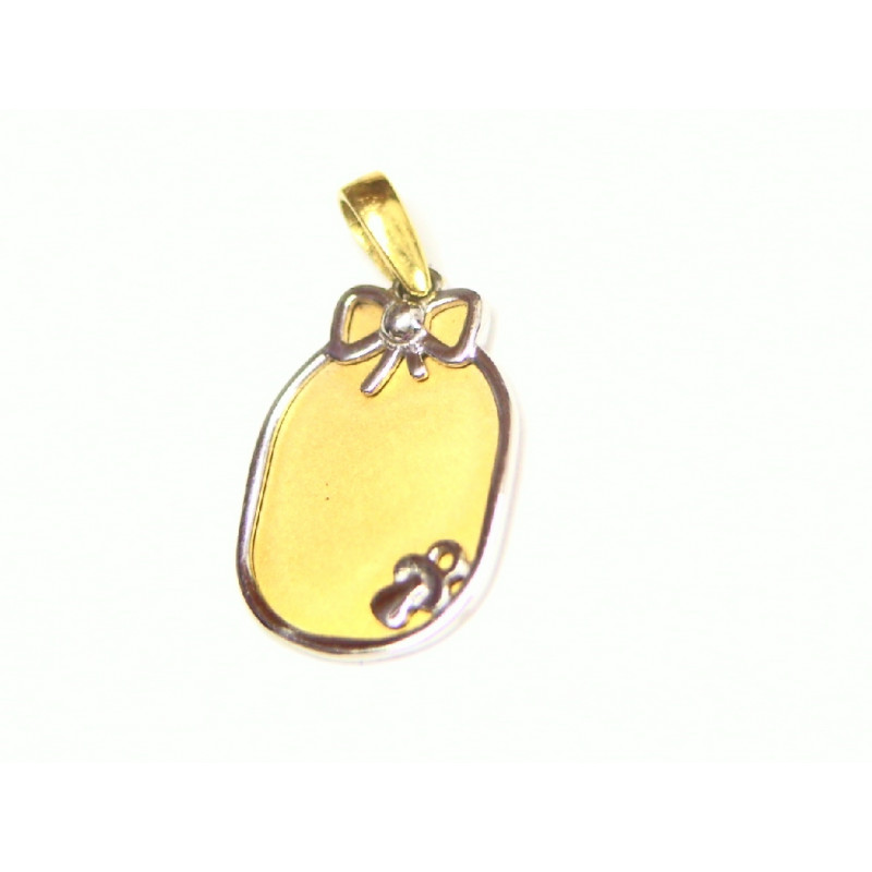 Medalla oro bicolor con lazo y chupete - 809592