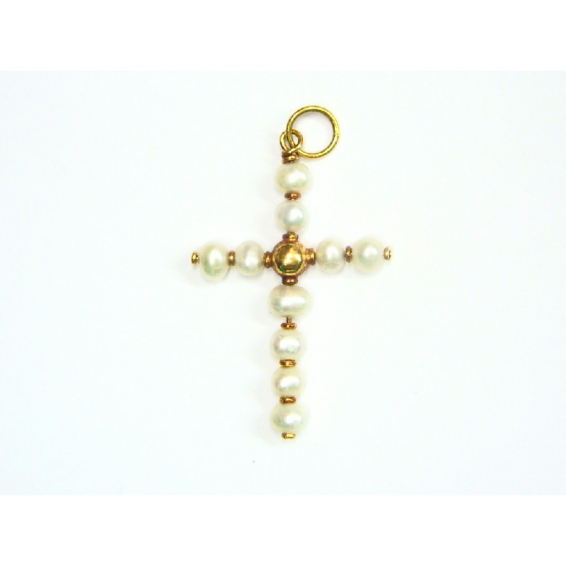 Cruz de oro con perlas - -0015-CI
