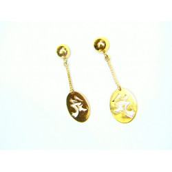 Pendientes largos de oro 18K 203078