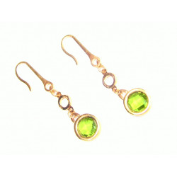 Pendientes largos bronce con piedra natural verde B5/OR