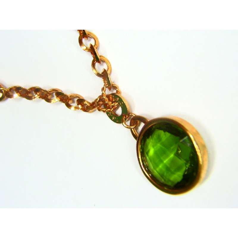 Collar corto bronce y piedra natural verde B5/GR