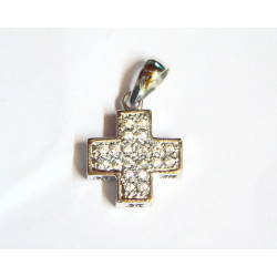 Cruz de oro blanco 18K y circonitas C3458