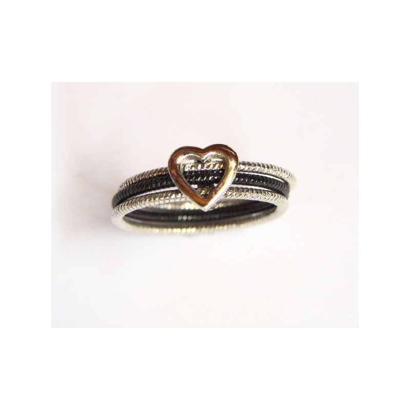 Anillo triple de plata Corazón 5-341
