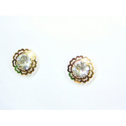 Pendientes de oro 18K y circonita flor 652-9255