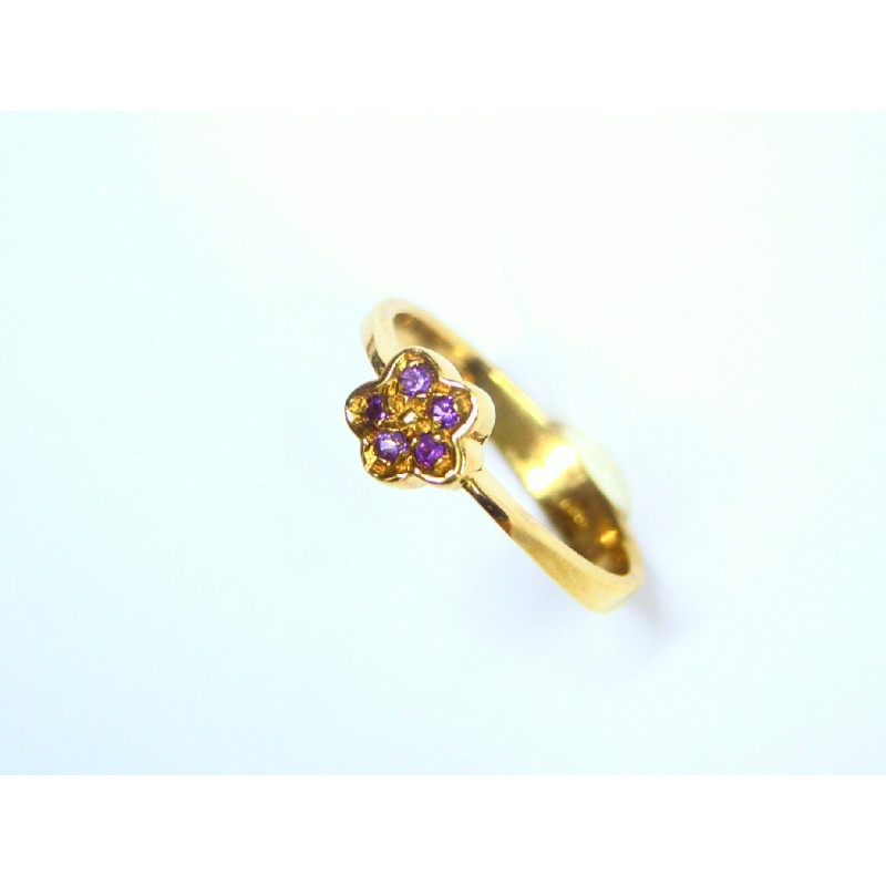 Anillo flor de oro y circonitas