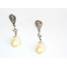 Pendientes de oro blanco con circonitas  y perla cultivada - 139688
