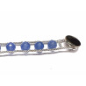 Pulsera con calcedonias azules facetadas engastadas en hilo de acero y pequeñas bolas de plata - PULZ15D