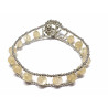 Pulsera con citrinos  engastados en hilo de acero y pequeñas cuentas de plata  - PULZ10D