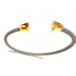 Pulsera de acero con terminales de oro de 18 kl - 11061