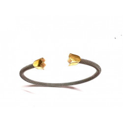 Pulsera de acero con terminales de oro de 18 kl - 11061