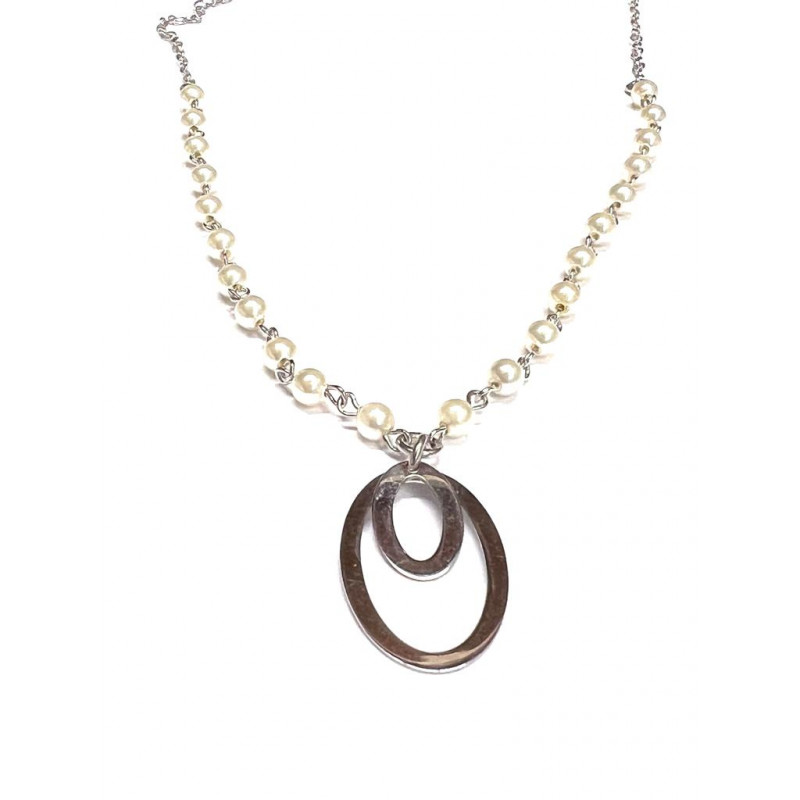 Collar corto de plata y perlas 7X/116