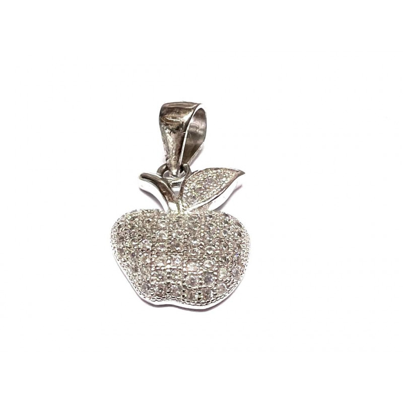 Colgante plata manzana  con micropavé de  circonitas y anilla lisa  - C7G017