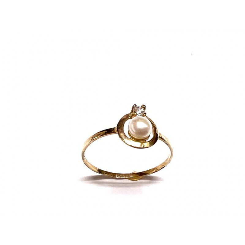 Anillo de oro  con perla y circonita blanca  - 9K20574-2