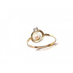 Anillo de oro  con perla y circonita blanca  - 9K20574-2
