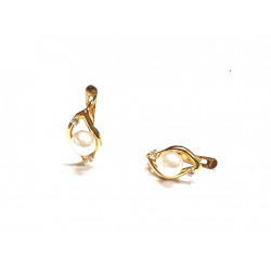 Pendientes oro con perla , circonitas y cierre catalán.