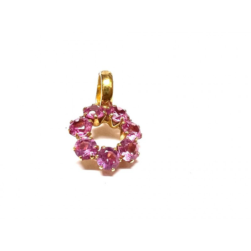 Colgante de oro con piedras rosas  - 800584-18K
