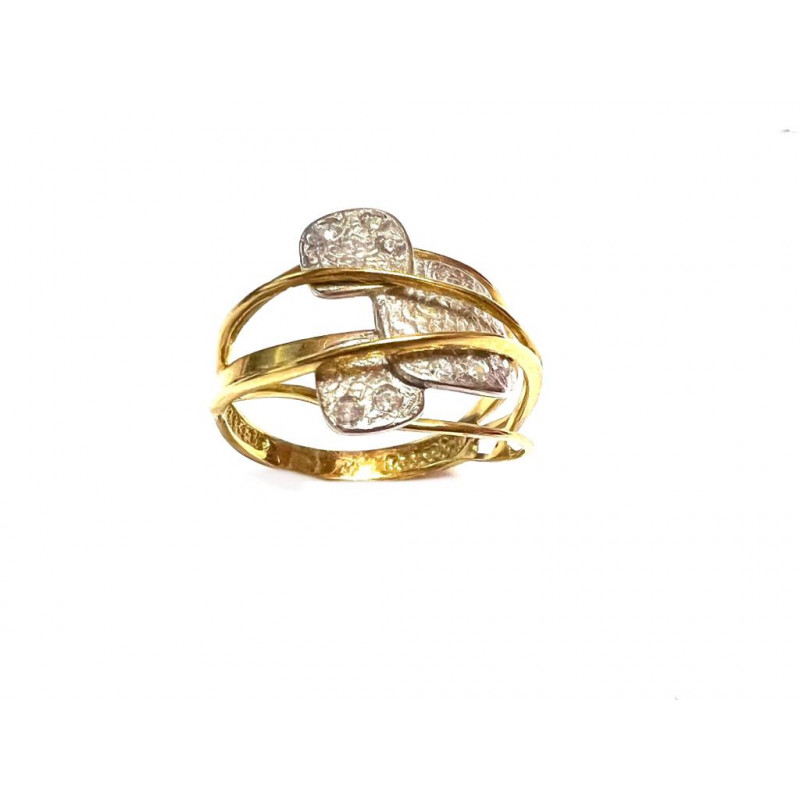 Anillo oro bicolor con circonitas blancas  150492