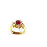 Anillo oro con un rubí y seis circonitas