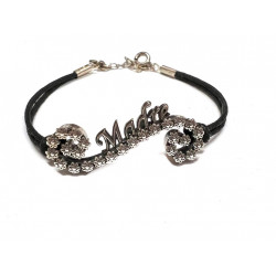 Pulsera de plata y cordón doble Madre