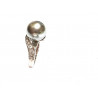 Anillo de plata con perla gris y circonitas 9364