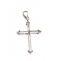 Cruz de oro blanco con circonitas blancas y rubíes - 31303