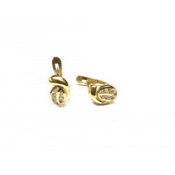 Pendientes oro con circonitas blancas y cierre catalán