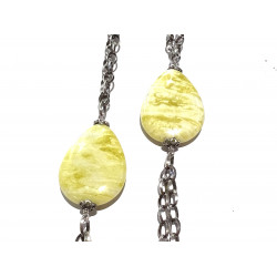 Collar plata largo con cuatro jaspes verdes y filigrana de plata