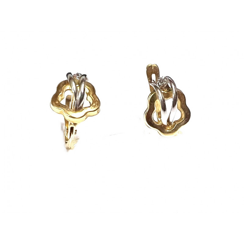 Pendientes de oro bicolor con circonita
