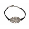 Pulsera plata con circonitas y cuero