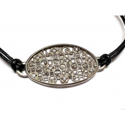 Pulsera plata con circonitas y cuero