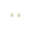 Pendientes oro Estrellas de 6 mm  con circonitas blancas y cierre de rosca.