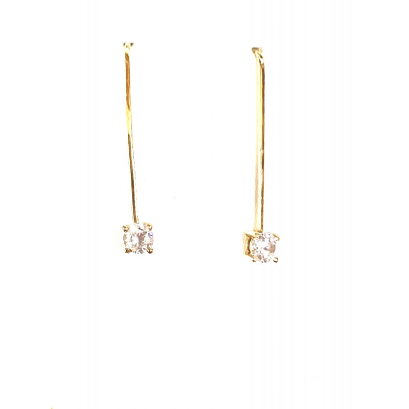 Pendientes oro largos con circonita blanca