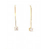 Pendientes oro largos con circonita blanca