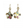Pendientes  oro flores con esmalte - 203554
